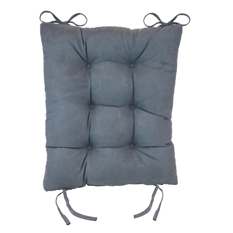 Klear Vu Omega Non-Slip Rocking Chair Cushion Set, Assembled in USA, Thick Padding & Tufted Design, Includes Seat Pad & Back Pillow with Ties, 17x17 Inches, 2-Piece Set, Twillo Bluestone - Image 5